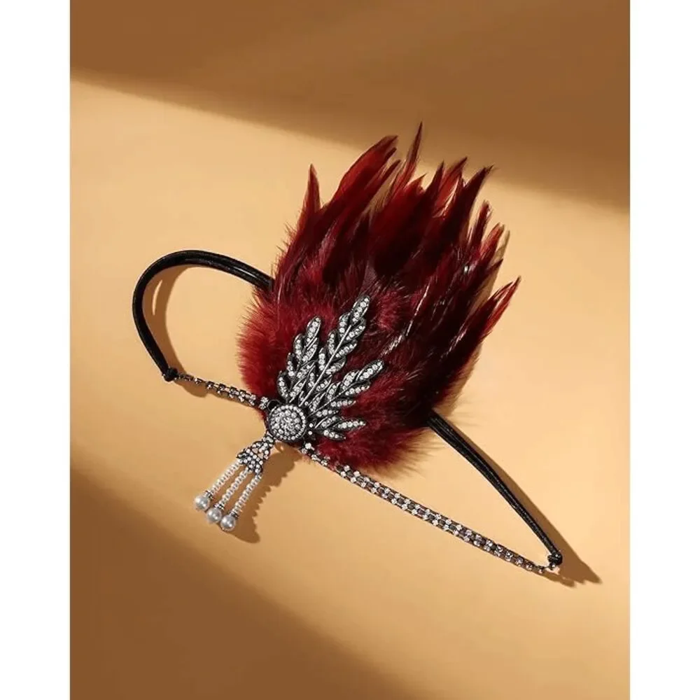 ❤️✨ 4PCS 1920s Red Accessories Flapper Great Gatsby Retro Costume Set NEW